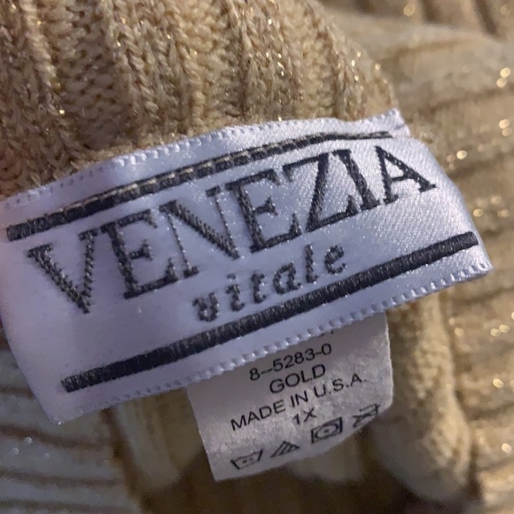 Venezia Plus 1x ribbed knit pullover Gold Sweater women’s top - Picture 4 of 4